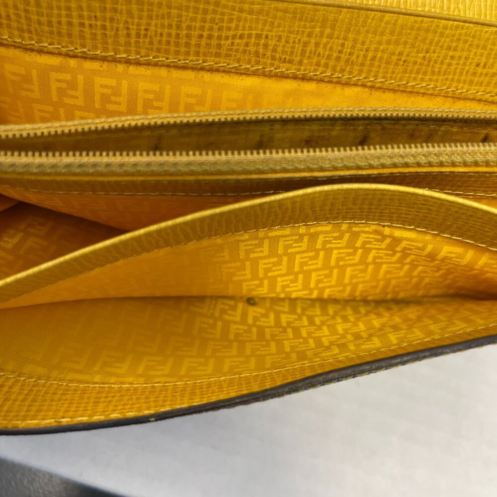Fendi Tobacco/Yellow Zucca Coated Canvas & Leather Long Wallet - Preowned - Picture 12 of 15